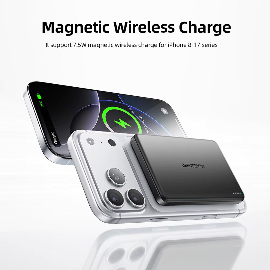 MOVESPEED Magnetische Akku-Powerbank 5000 mAh Weiß – Kabellose Halbfeste Powerbank für MagSafe und iPhone 17 16 15 14 13 - Bild 3