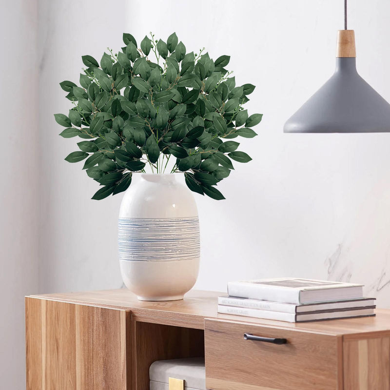 10 Stück künstliche Pflanzenblätter von CosyHome in Grün als realistische Kunstzweige für deine Vasendekoration - Bild 7
