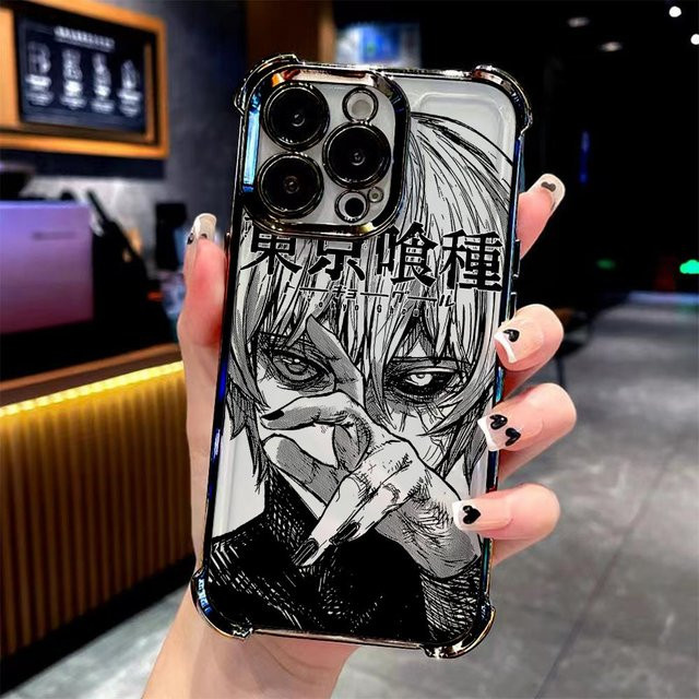 Mart120 Anime Tokyo Ghoul Handyhülle mit Vergoldung für iPhone 11 bis iPhone 17 Pro Max Plus in Gold und Multicolour mit Anti-Fall Airbag Schutz - Bild 1