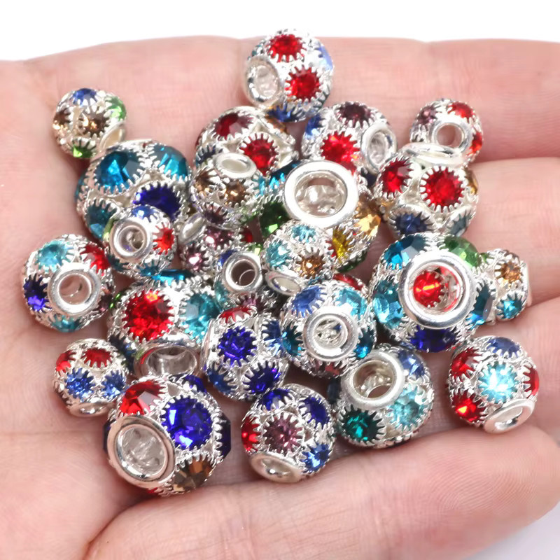 Laudsong Strass-Kristallperlen, runde Metallkugel, 8/10/12/14 mm, Unisex - Bild 3