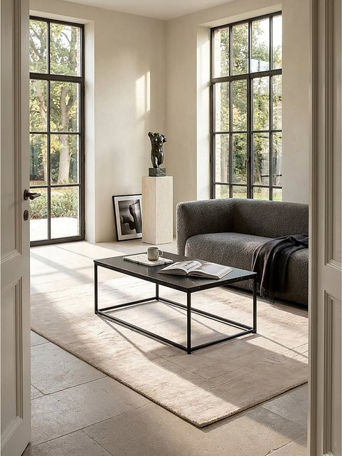 KADIMA DESIGN Couchtisch in modernem Design mit Marmor-Optik und Metall-Gestell, rechteckig, Schwarz, B/T/H: 100 x 60 x 40 cm - Bild 1