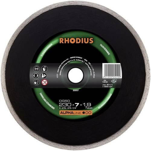 Rhodius DG50 Diamanttrennscheibe für Fliesen und Keramik, Durchmesser: 115 mm, Bohrungs-Ø: 22,23 mm, Schwarz - Bild 1