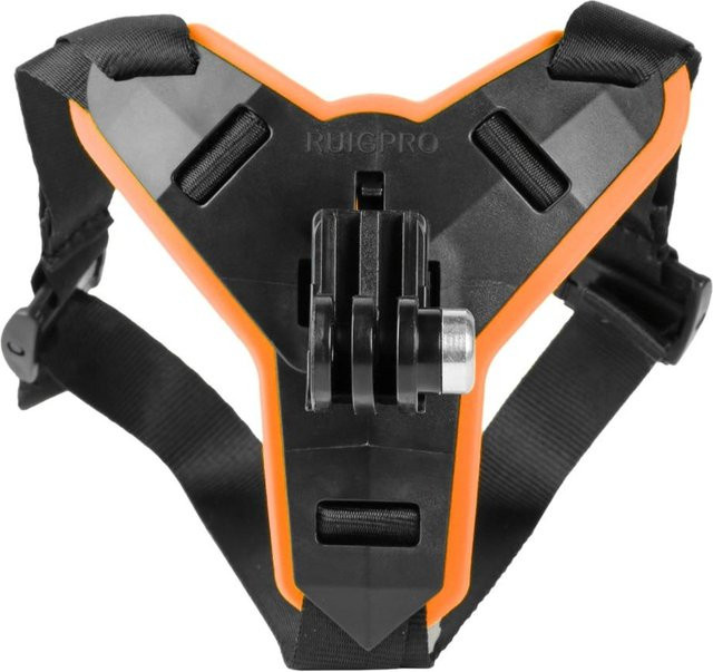 Kinnriemen-Halterung für Motorradhelme als Zubehör für GoPro Hero 9 8 7 5, OSMO Action und Xiaomi Action Kameras, Farbe: Orange - Bild 1
