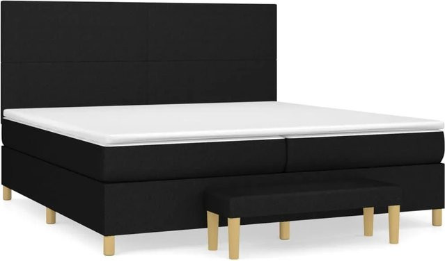 vidaXL Boxspringbett mit Matratze Schwarz aus Stoff, B/T: 200 x 200 cm - Bild 1