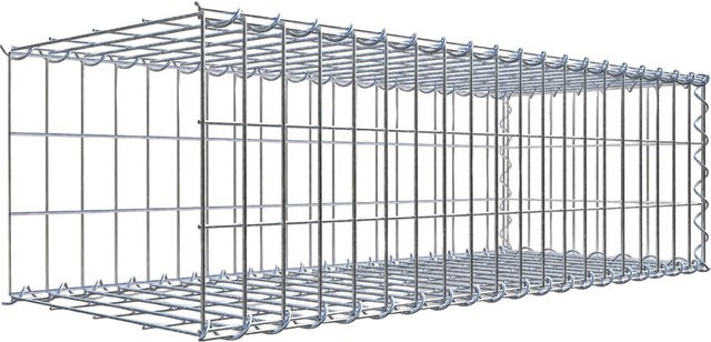 Gabiona Gabione-Anbaukorb Typ 2 aus Stahl, silbergrau, Maschenweite: 5 x 10 cm, B/T/H: 30 x 100 x 40 cm - Bild 1