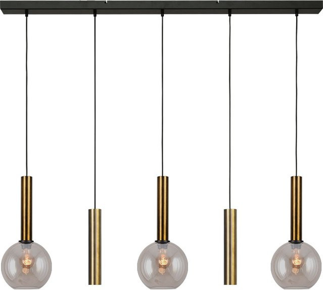 Masterlight Bella 2 3/2 Pendelleuchte 5-flammig aus Glas und Messing in Gold Fumé und Antik-Messing - Bild 1