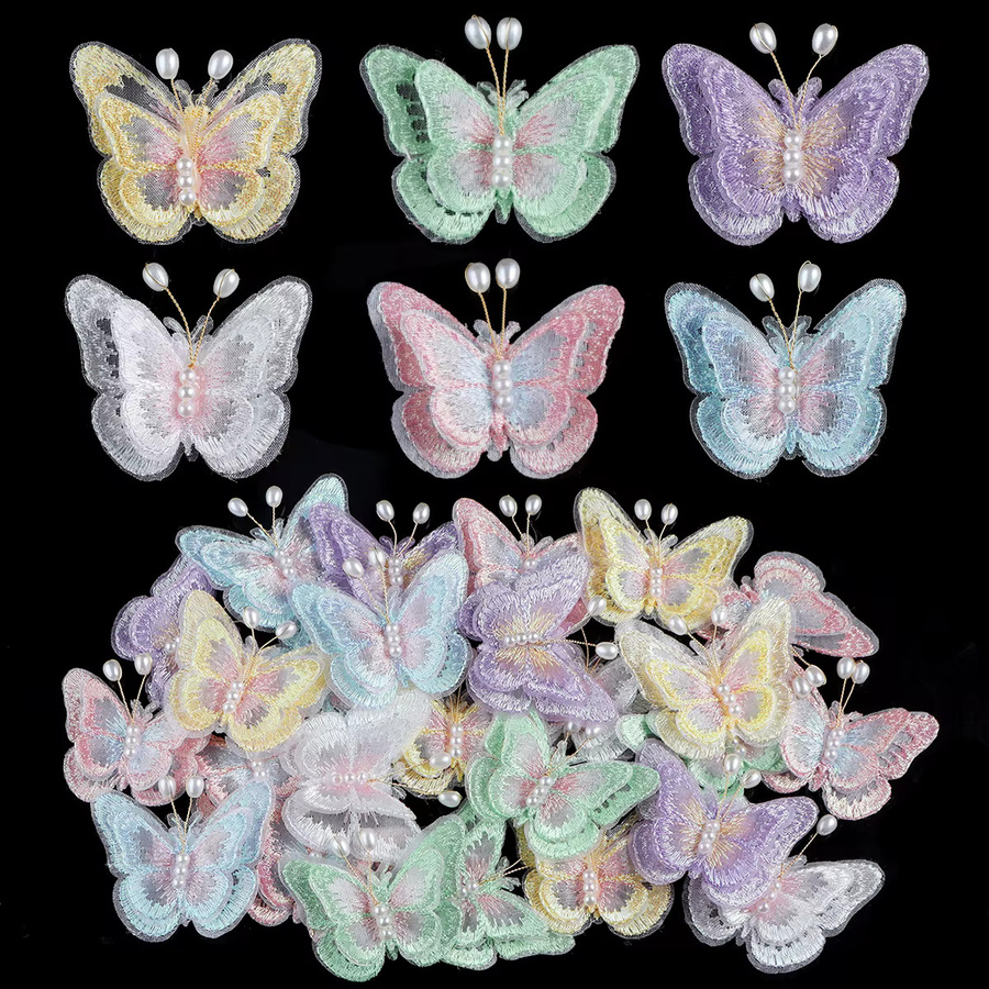 Louleur Schmetterling Patches, Perle Mesh Spitze, 6 Stück - Bild 3