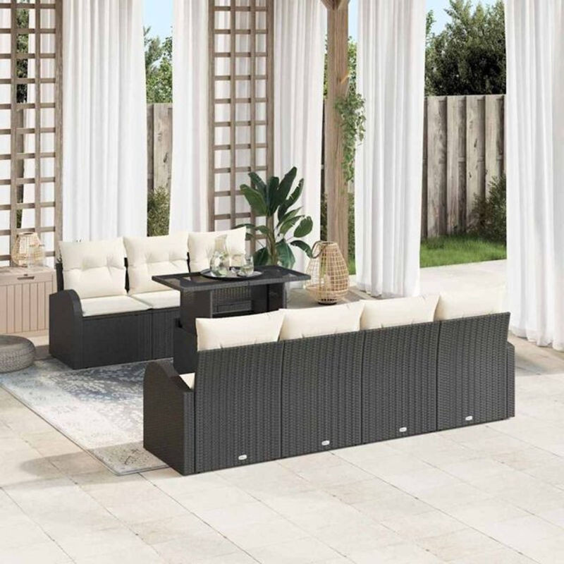 Vidaxl Garten-Sofa-Set aus Polyrattan in Schwarz, 8-teilige moderne Loungemöbel, B/T/H: 100 x 55 x 73 cm - Bild 1