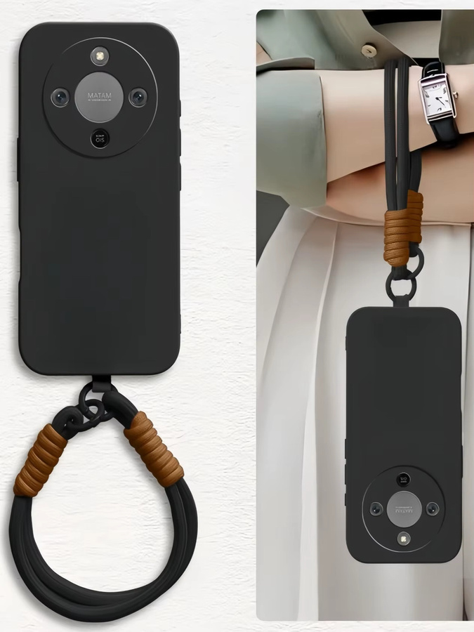 Stoßfeste Silikon Schutzhülle mit gewebter Handgelenkschlaufe für Honor X9D X9C X9B X9A Magic 8 7 6 5 Lite in Schwarz oder Lila - Bild 4