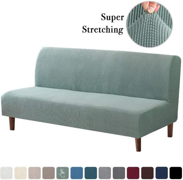 RTTIME Elastischer Stretchbezug für armlose Sofa-Betten in Cyanblau mit Jacquard-Muster - Bild 1