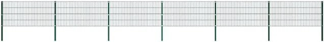 vidaXL Zaunelement mit Pfosten aus Eisen in Grün, Doppelstabmatte, B: 104 cm, H: 80 cm - Bild 1