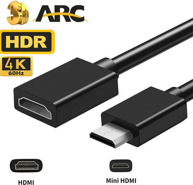 HDmatters Mini HDMI zu HDMI Kabel Adapter Konverter 4K 60Hz in Schwarz - Bild 1