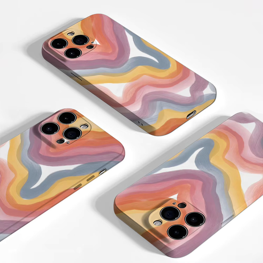 Waves Doppelschichtige Rückabdeckung Handyhülle für iPhone 11 bis iPhone 18 Pro Max Plus in Multicolour - Bild 3