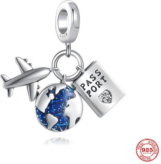 Charm 925 Silber, Perle, Damen, grau - Bild 1