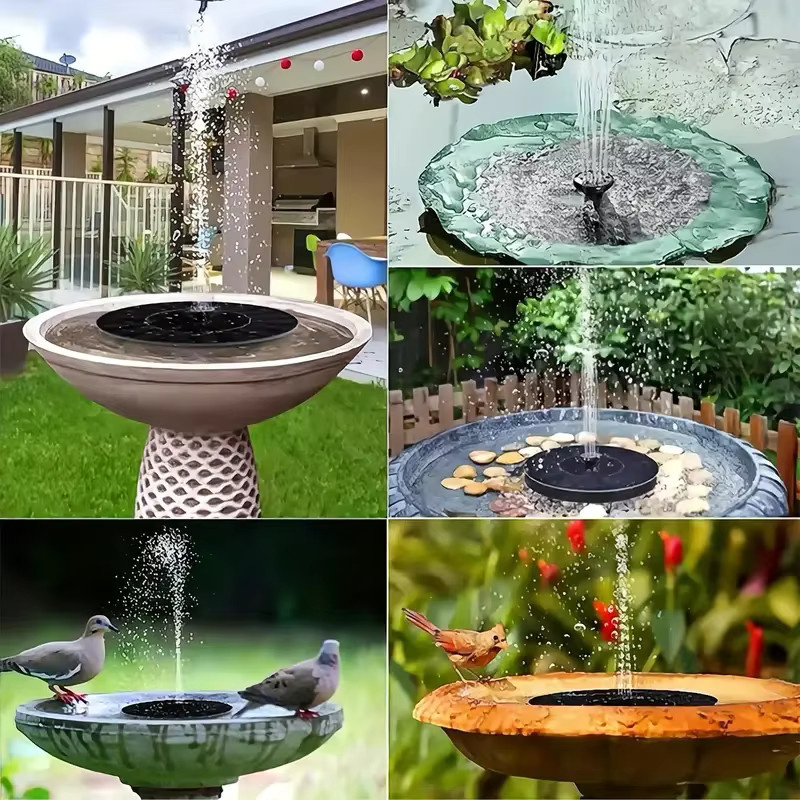 Solarbetriebener schwimmender Wasserbrunnen für Garten und Teich als Vogelbad und Dekoration - Bild 5