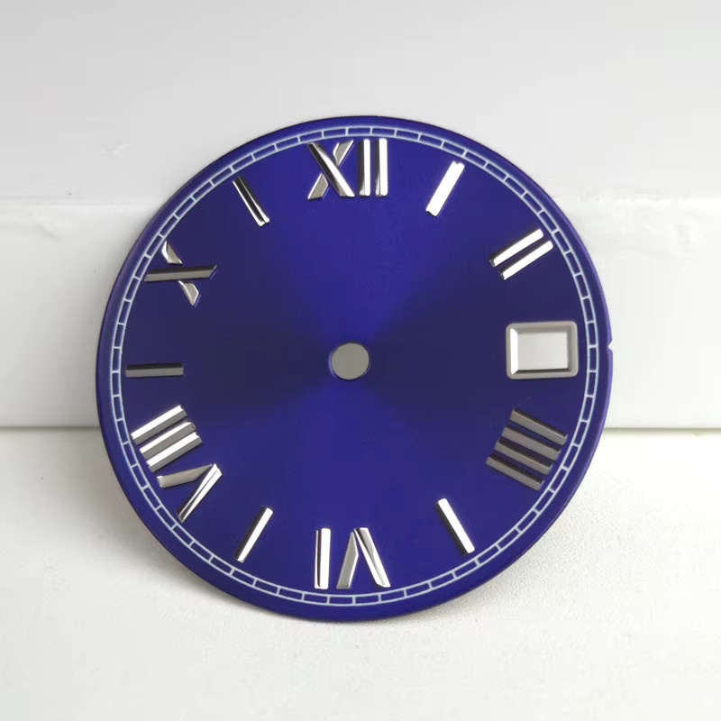 Neiton Uhrenzifferblatt, Römisches Zifferblatt, 28,5 mm, Schwarz Blau Grün - Bild 3