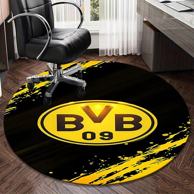 Runder BVB Fußball Design Teppich von Celest Bazaar C, Schwarz, Durchmesser: 100 cm - Bild 1
