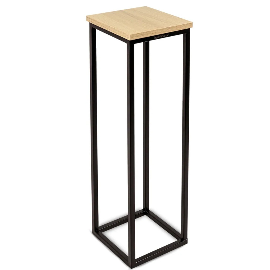 DELUKE Blumenständer LURI aus Holz und Metall in Hellbraun und Schwarz, Pflanzenregal im Loft- und Industriestil, Höhe: 70 cm - Bild 2