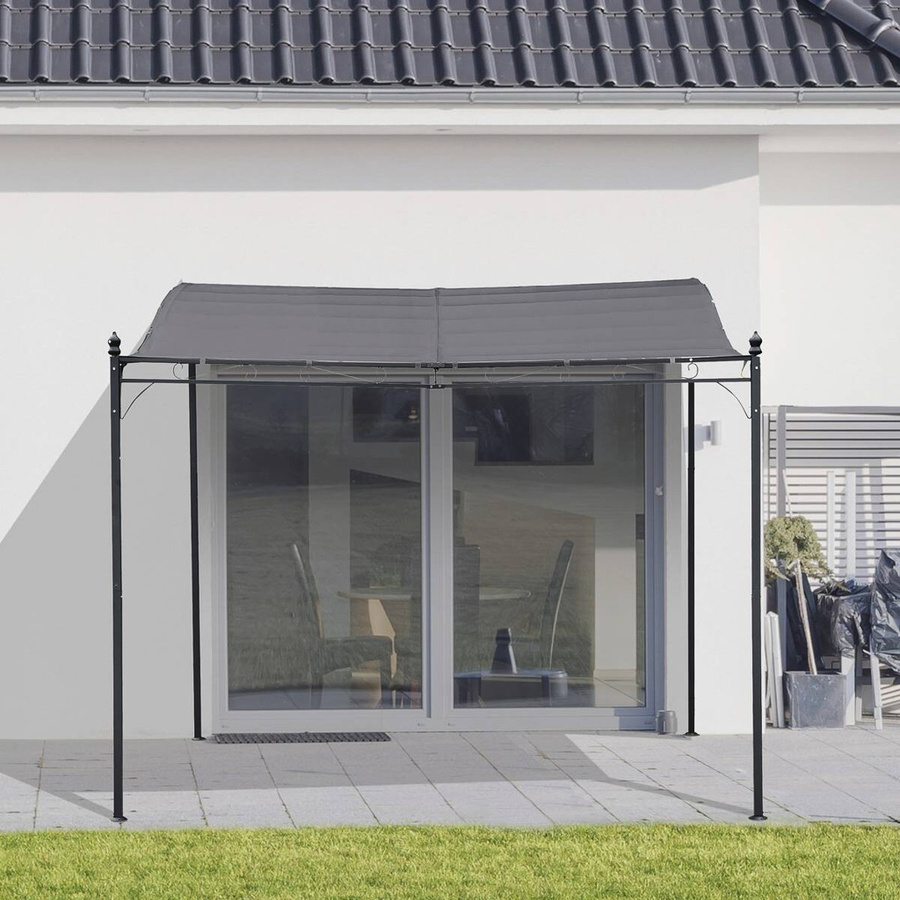 Outsunny Gartenpavillon modern mit geschwungenem Dach aus Metall und Polyester in Grau, B/T: 297 x 297 cm - Bild 3