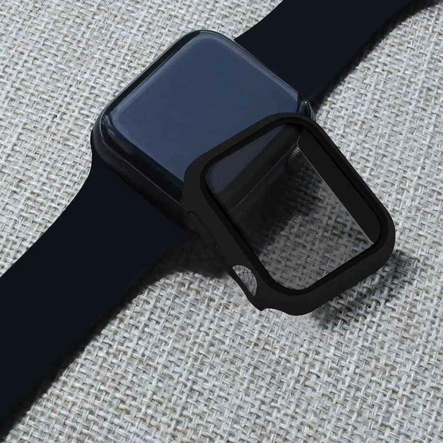 Apple Uhrenzubehör, Hülle und Sichtschutzglas, Silikon, Schwarz, Unisex - Bild 4