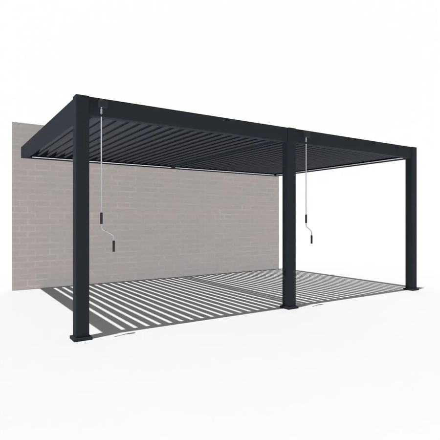 Weide Deluxe Plus Aluminium Pavillon Wandpergola mit Lamellendach in Anthrazit B/T/H: 400 x 600 x 255 cm - Bild 2