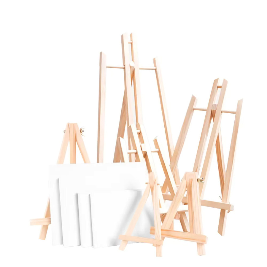 Höhenverstellbare Holzstaffelei in Braun als faltbarer Desktop-Ausstellungsständer für Leinwände und Ölgemälde - Bild 2