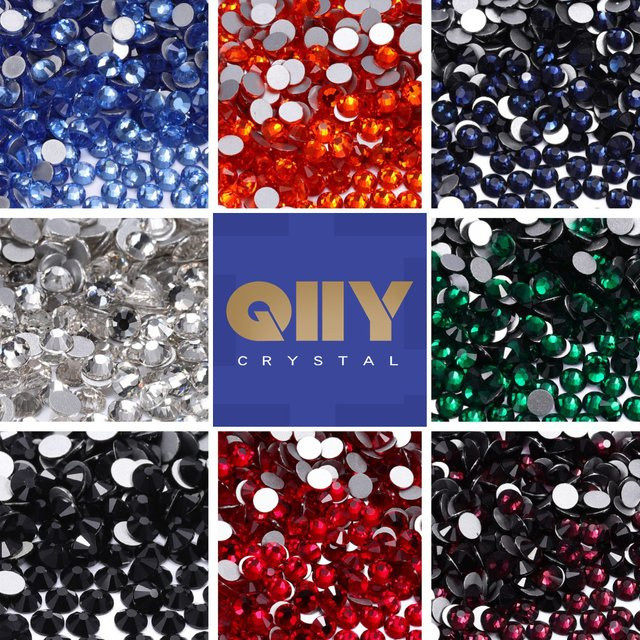 QIIY Kristall-Strasssteine, Rund, Glänzend, DIY-Nagelkunst - Bild 1