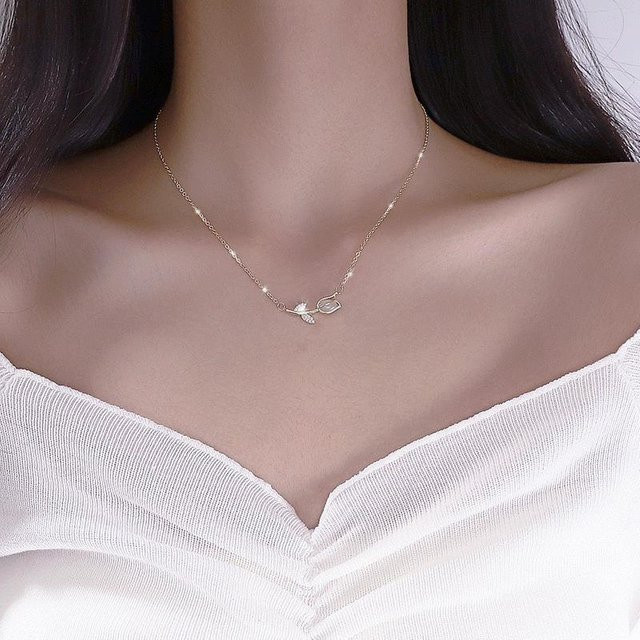 Lucky Star Jewelry Halskette, Silber, Tulpe, Opal, Zirkonia, Damen - Bild 1