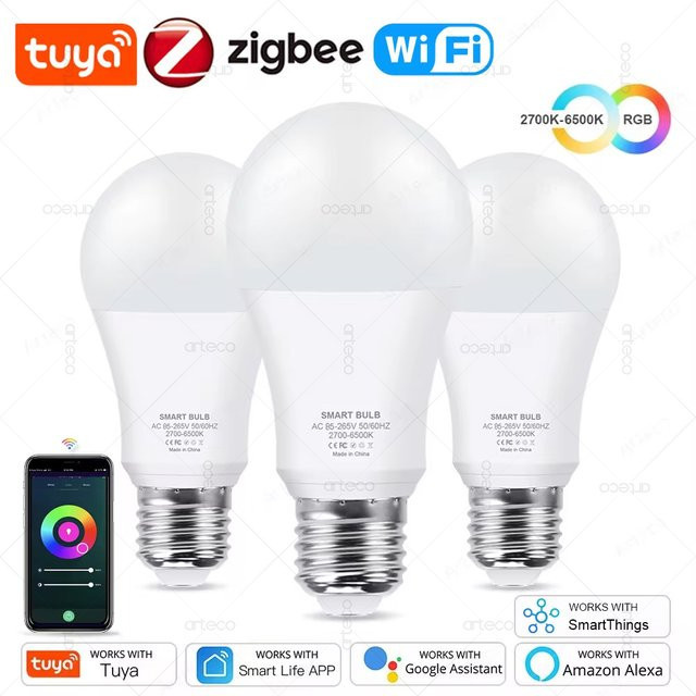 Tuya Smart LED Lampe E27 Zigbee WiFi RGBWW 15W Multicolour kompatibel mit Amazon Alexa und Google Home - Bild 1