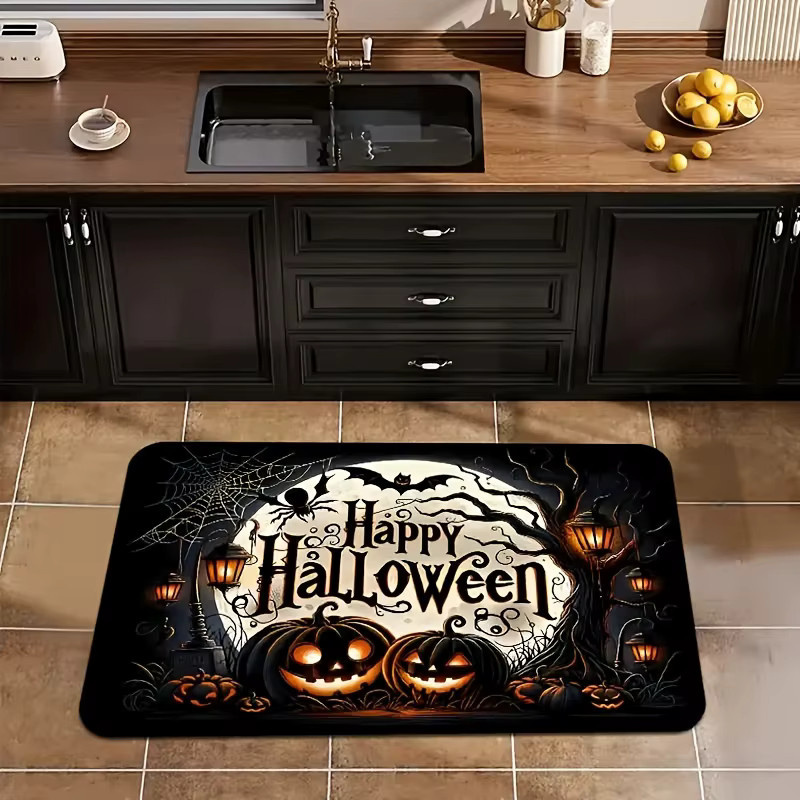 Vikama Halloween Teppich mit Horror Kürbis und Geist, wetterfeste Fußmatte für Outdoor und Innenbereich, B/T: 60 x 40 cm, Mehrfarbig - Bild 4