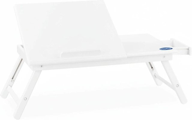 Relaxdays Laptoptisch aus Bambus in Weiß, höhenverstellbar und klappbar, B/T/H: 60 x 35 x 24 cm - Bild 1