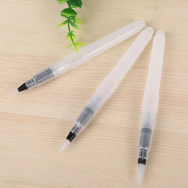 3-teiliges nachfüllbares Aquarell-Pinsel-Set aus transparentem Kunststoff für DIY-Malerei und Lettering - Bild 1
