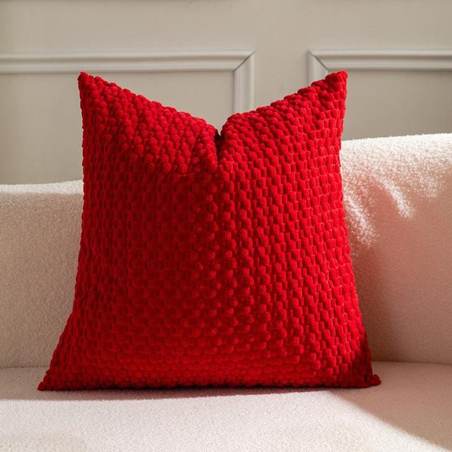 Houspace Samt Kissenbezug doppelseitiges Design, rot, B/T: 45 x 45 cm - Bild 1