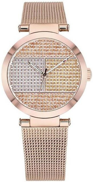 Tommy Hilfiger Damenuhr, Quarz, Edelstahl, Weiß, Roségold, 32 mm - Bild 1