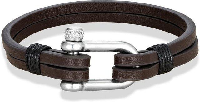 Lederarmband, Edelstahl, Schwarz, 19cm, Unisex - Bild 1