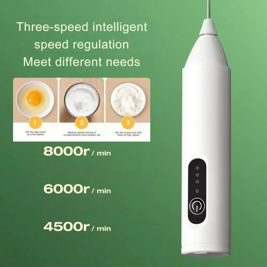 XIADYINJIA Elektrischer Eierschläger und Milchmixer in Weiß mit 3 Stufen für Kaffee und Backen - Bild 5