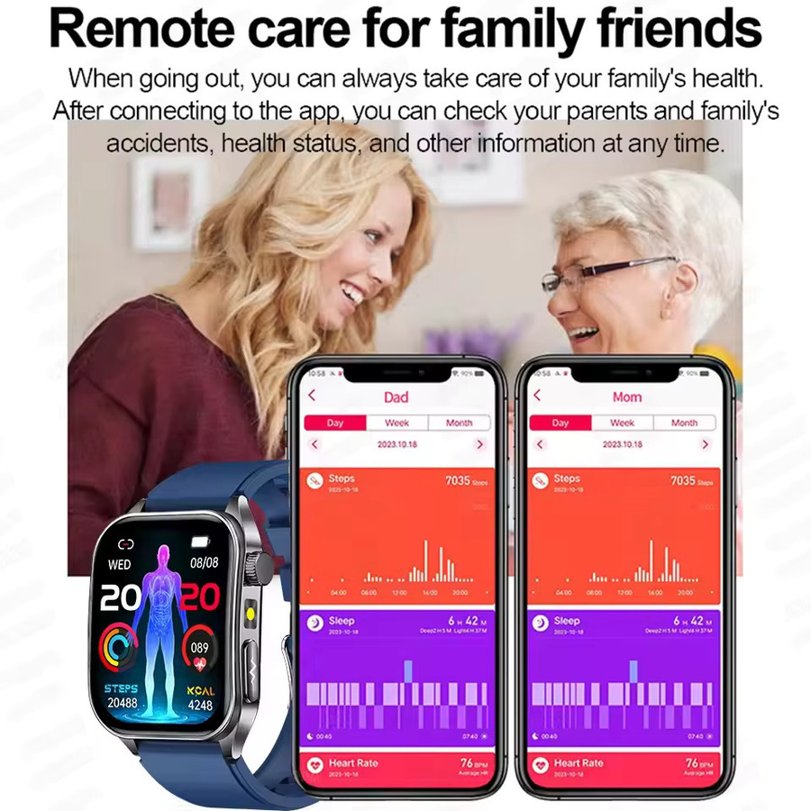 GUHUAVMI Smartwatch für Herren mit Laser-Therapie, EKG und Gesundheitsüberwachung in Blau - Bild 5