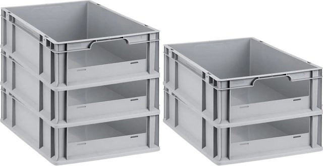 PROREGAL SuperSparSet 5x Eurobox NextGen Insight Transportbox mit offener Front, Grau, H x B x T: 17 x 40 x 60 cm, 34 Liter - Bild 1