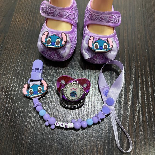 Disney Schnuller- und Schnullerketten-Set mit Schlafmütze für Neugeborene in Lila - Bild 1