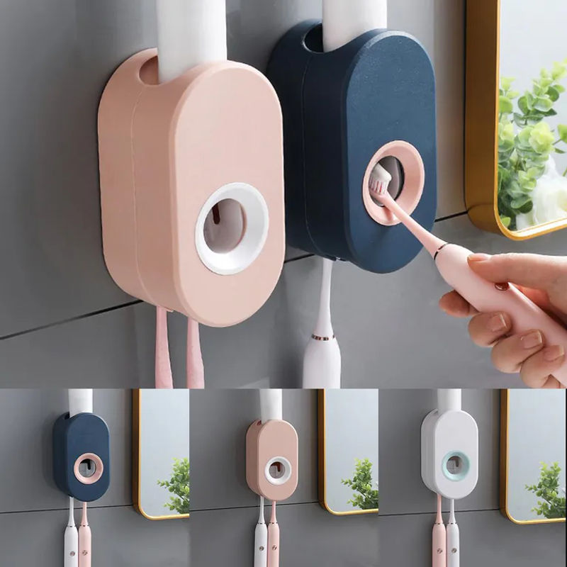 LChome Automatischer Zahnpastaspender und staubdichter Zahnbürstenhalter mit Wandhalterung in Rosa - Bild 3