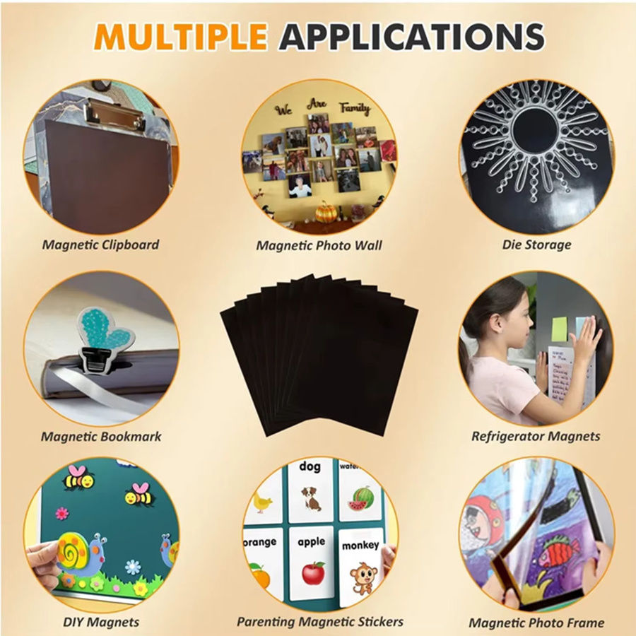 ESHANG A4 Magnetfolien mit Kleberückseite, schwarze flexible Magnetblätter für Büro und DIY Basteln, 0,3 mm Dicke - Bild 5