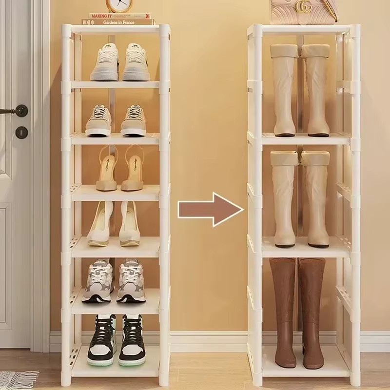 Untior Schuhregal Wandmontiert in Weiß Matt mit Staubschutz für den Eingangsbereich - Bild 1