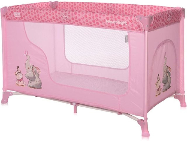 Lorelli Baby Reisebett Laufstall Moonlight mit seitlicher Öffnung und Tragetasche, faltbar, pink - Bild 1