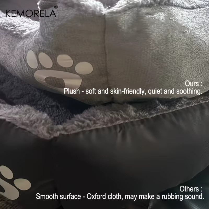 Luxuriöses Hundebett von KEMORELA aus Polyesterfaser für kleine bis mittelgroße Hunde, rechteckig, Schwarz/Grau - Bild 4