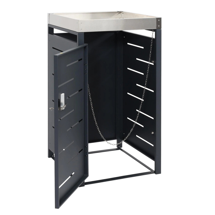 PROREGAL Mülltonnenbox für 1 Tonne in Anthrazit, verzinkter Stahl, B/T/H: 110 x 60 x 62 cm - Bild 2
