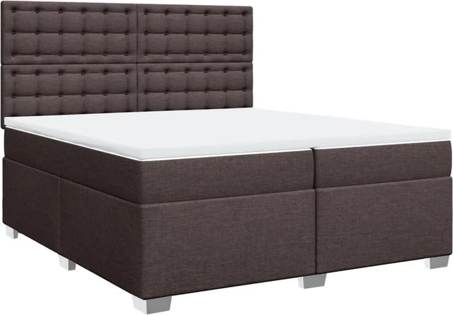 vidaXL Boxspringbett Hybrid mit Matratze und Kopfteil Dunkelbraun B/T: 200 x 200 cm - Bild 1