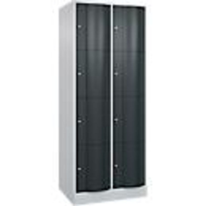 C+P Schließfachschrank Resisto mit 2 Abteilen und 8 Fächern, Farbe: Lichtgrau/Anthrazitgrau, B/T/H: 77,2 x 64,0 x 195,0 cm - Bild 2