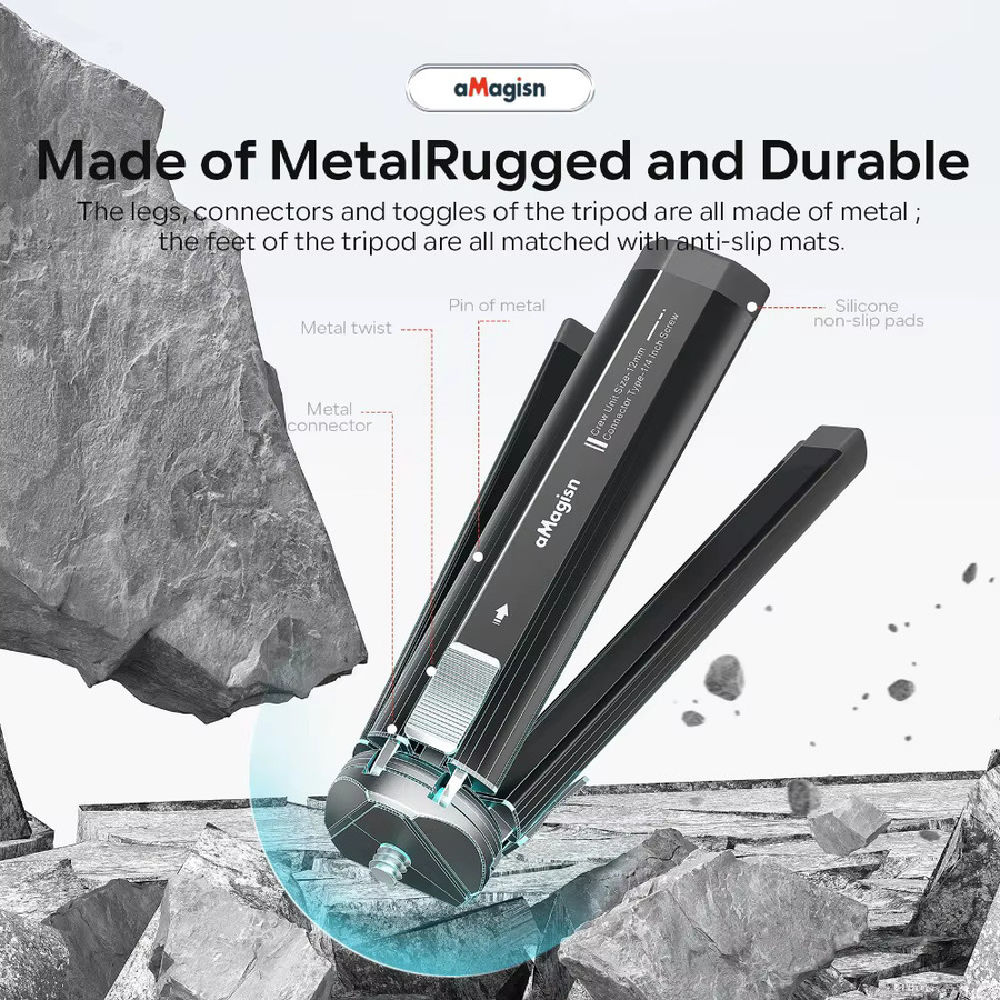 aMagisn Metallstativ aus Aluminiumlegierung in Schwarz für Insta360, GoPro Hero und DJI OSMO Action-Kameras - Bild 2