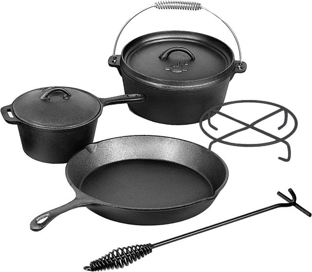El Fuego Dutch Oven Set 5-tlg. aus Gusseisen in Schwarz - Bild 1