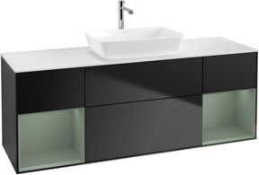 V&B Waschtischunterschrank Finion mit Wandbeleuchtung, Blau lackiert, Breite: 160 cm, Tiefe: 50,1 cm, Höhe: 50,1 cm - Bild 1
